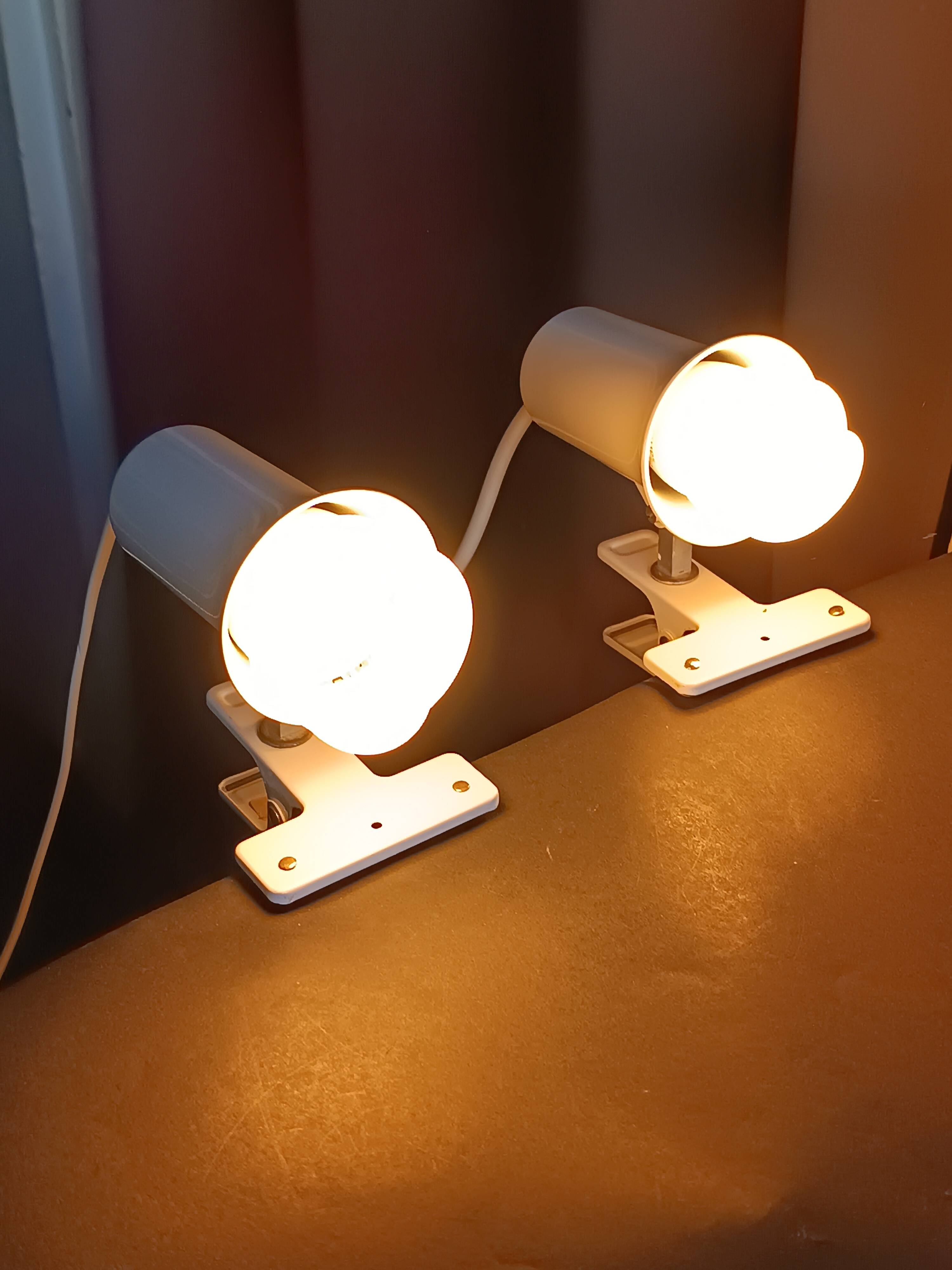 Two vintage Lita white metal clamp lamps