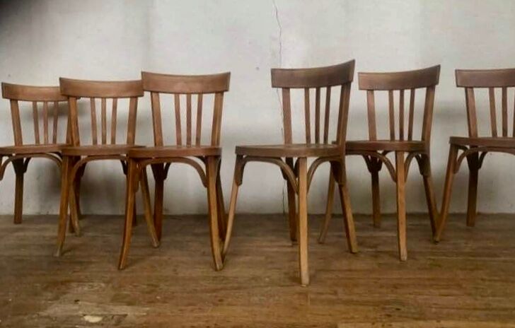 Series of 6 old chairs bistrot bar vintage restaurant BAUMANN