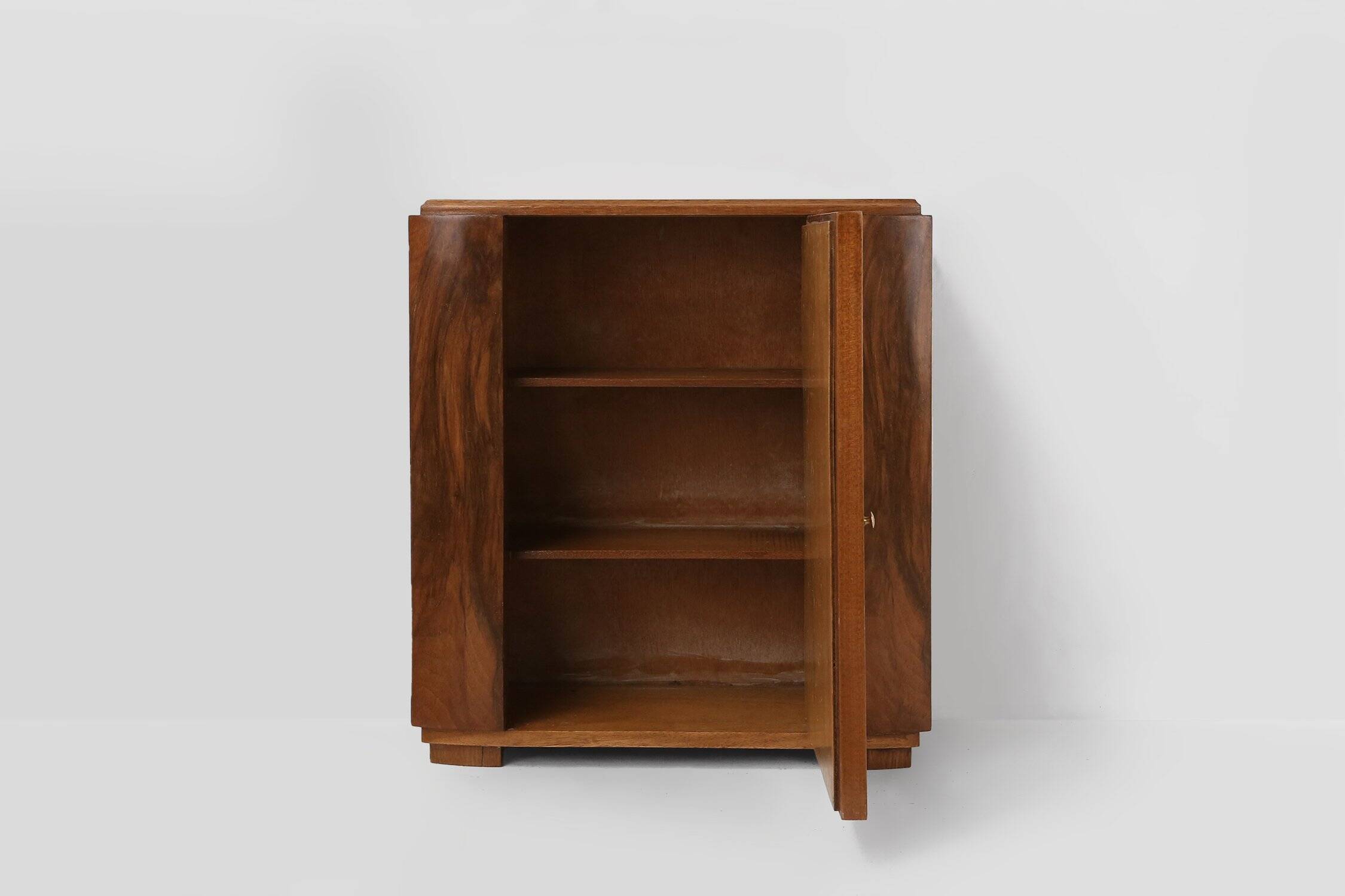 Small Art Deco Cabinet in Wood with Mirror, 1930