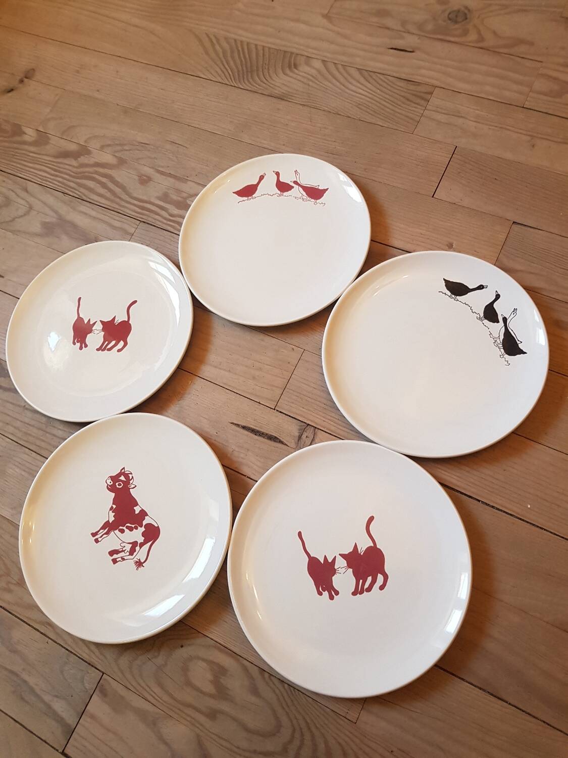 Set of 5 vintage dessert plates from Lunéville.