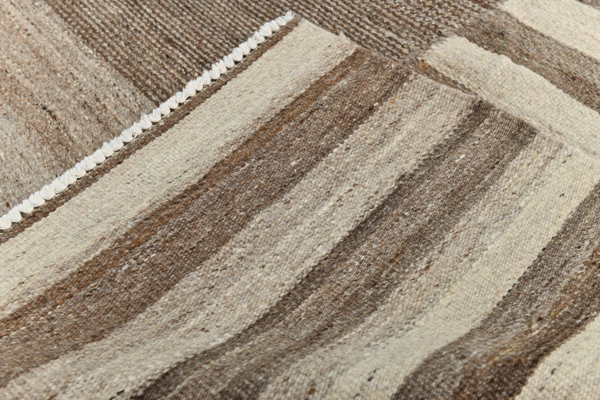 Beige Brown Oversize Vintage Kilim Rug, 322x388Cm