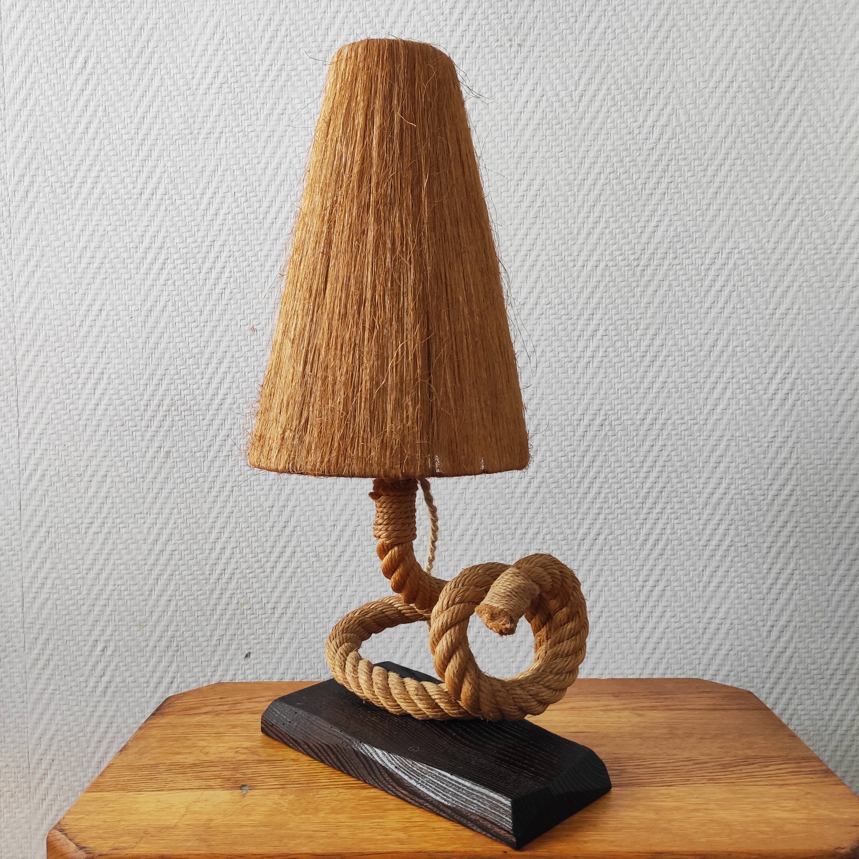 Vintage 1950s table lamp in rope – in the style of Audoux & Minet