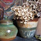 Vase bouquetière cache-pot grès émaillé de bouffioulx signé dubois