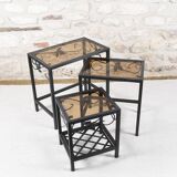 Set of 3 wrought iron nesting tables