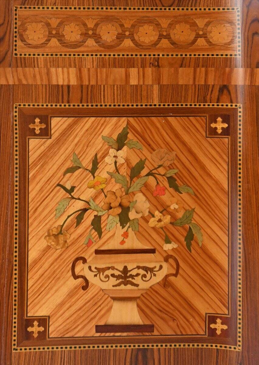 Transitional style commode in marquetry