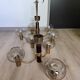 Pair of matching brass and bakelite chandeliers, 3 and 5 branches, 70s milk
