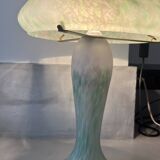 Grey-green mushroom lamp in glass