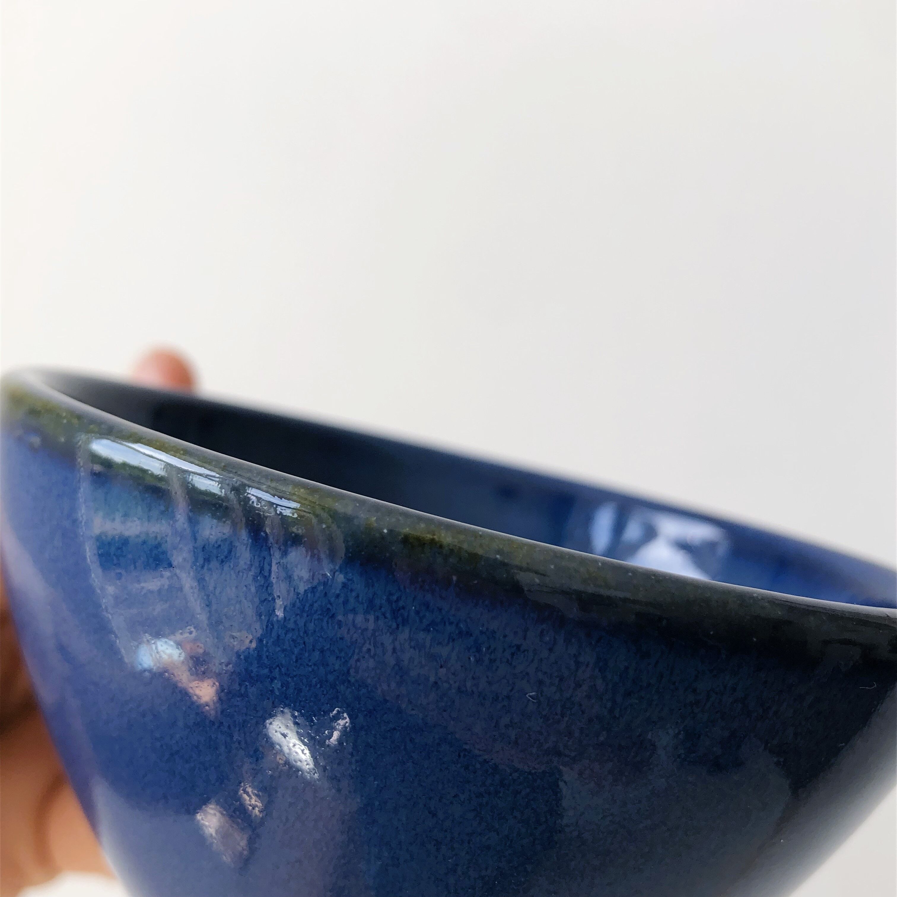 Set of 6 cups in handcrafted blue glazed stoneware
