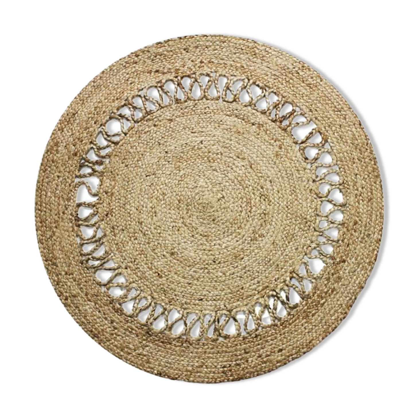Round jute carpet wave 120 cm