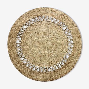 Tapis en jute rond vague 120 cm