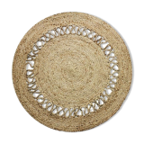 Round jute carpet wave 120 cm