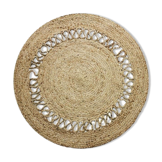 Round jute carpet wave 120 cm