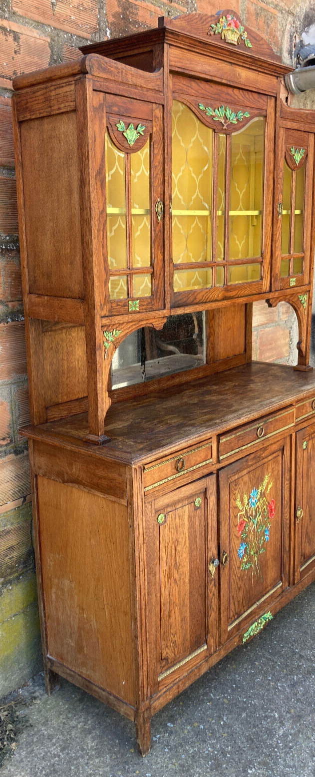 Buffet double corps à décor de fleurs des champs