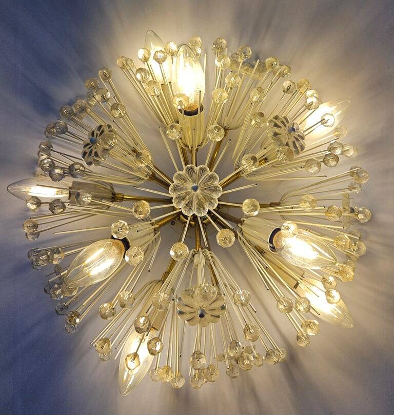 Important flush mount lamp from the middle of the last century Emil Stejnar for Rupert Nikoll. Austria, 1960s