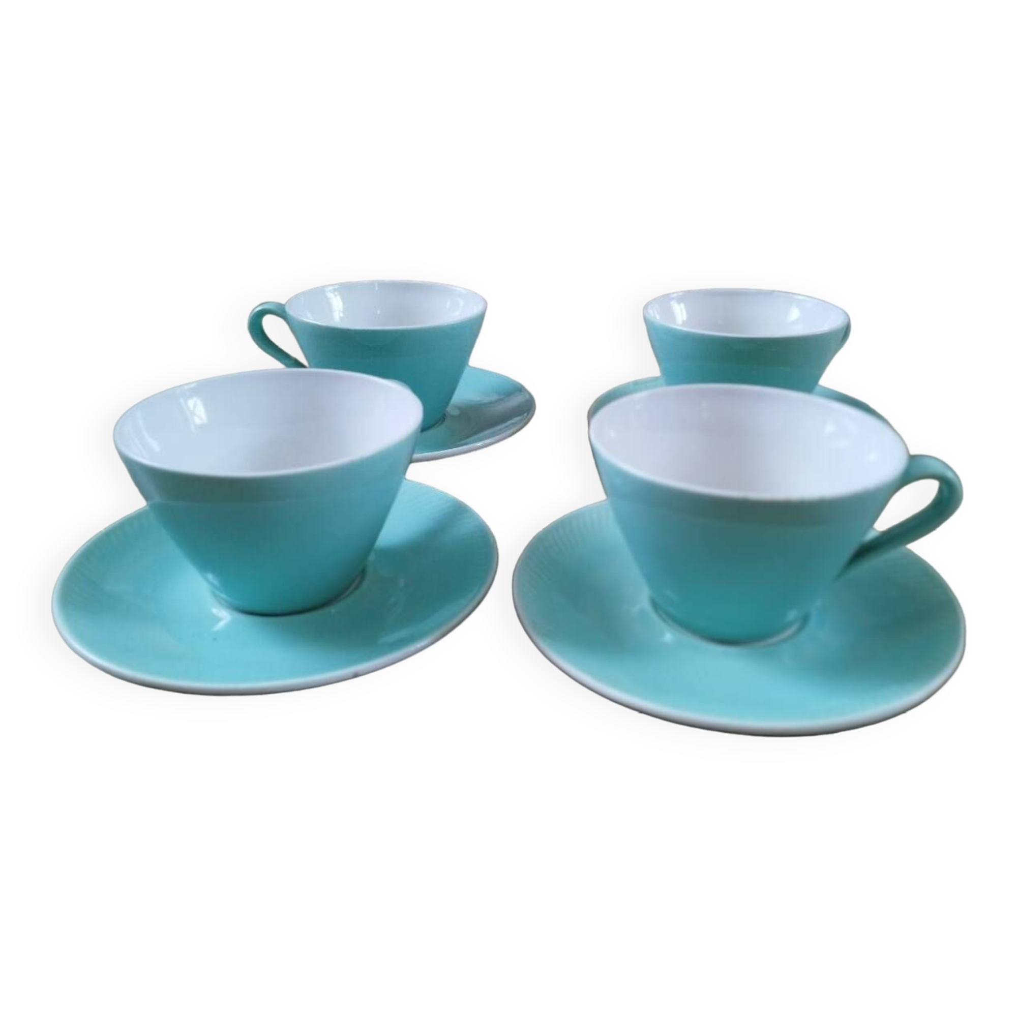 4 large old Fenal Badonviller water green cups