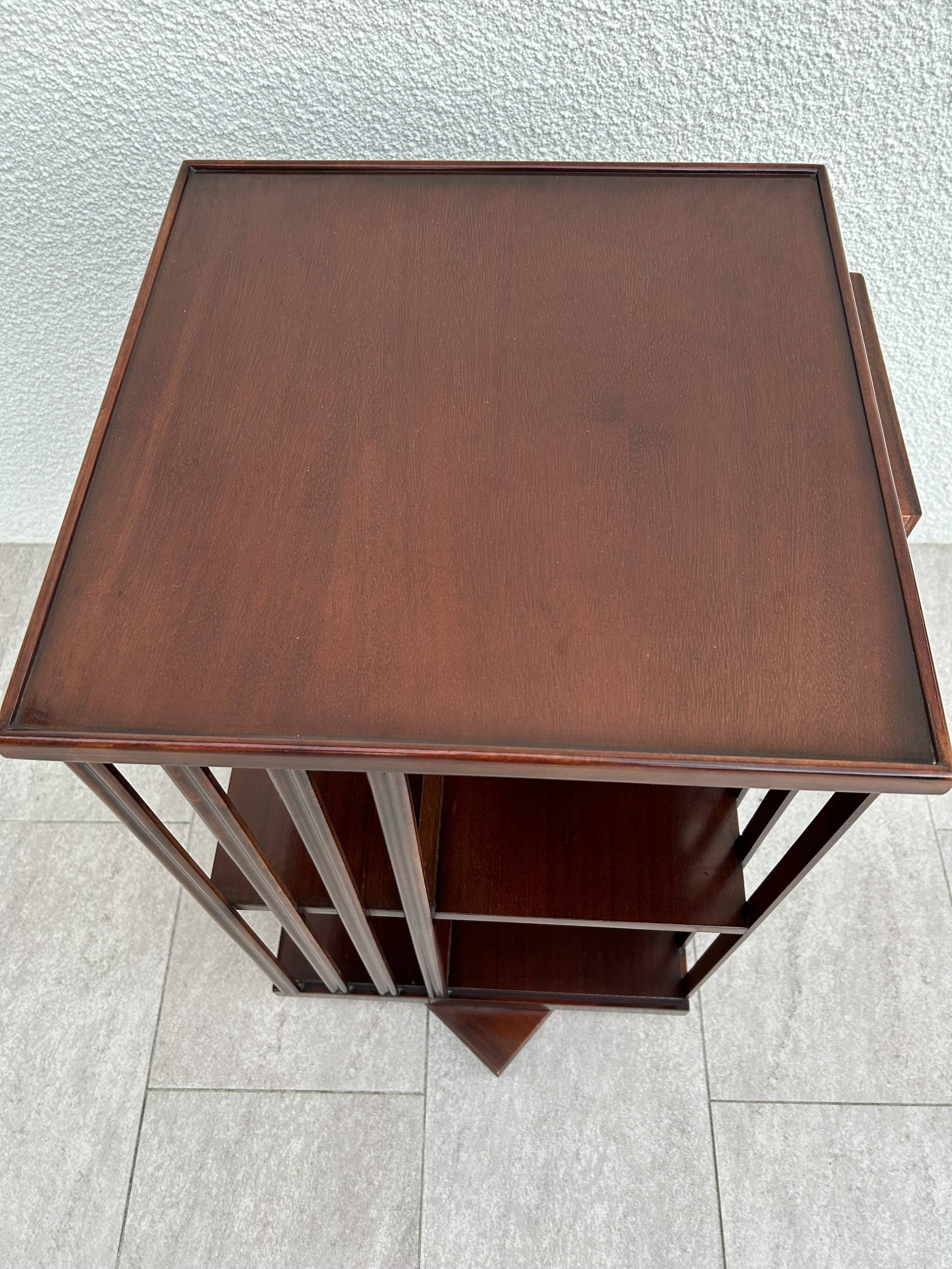 Mahogany rotating bookcase