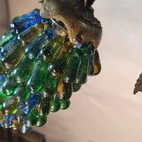 Original murano lamp in gilded bronze and metal with three lights, murano glass tulips 58x42