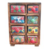 Vintage box with wood and ceramic drawers