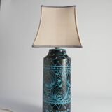Black and Turquoise Ceramic Table Lamp by Avino Bagni, Italy, 1960s