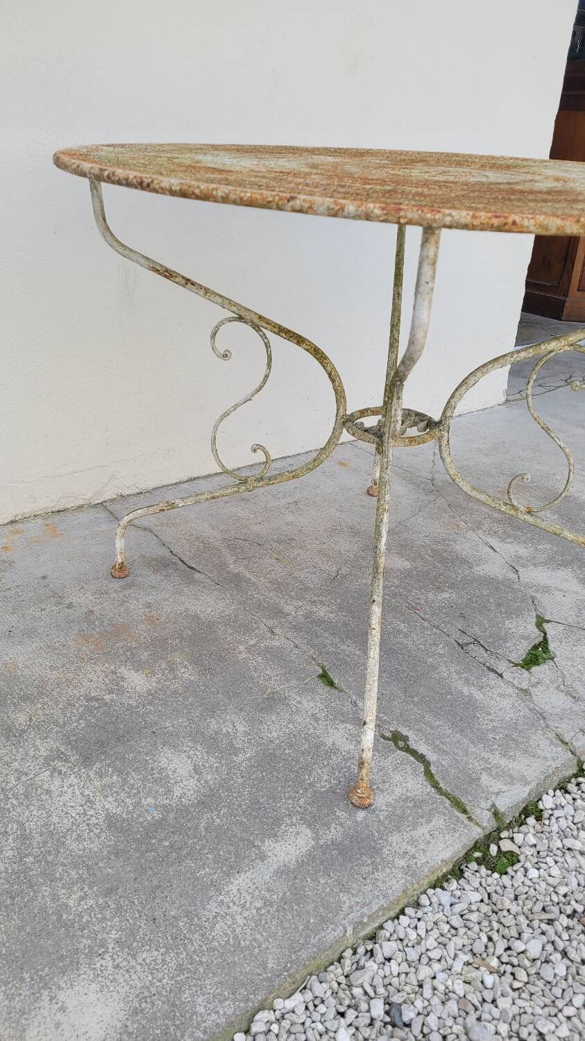 Round Wrought Iron Garden Table 1900s