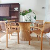 Ensemble de 4 chaises à manger en bois cintrés et en canette