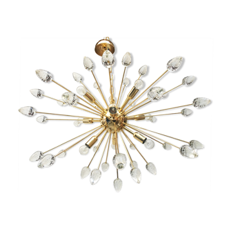 Contemporary Sputnik chandelier in Murano glass with transparent olives