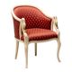 Trüggelmann - Swan neck armchair - Marble and gold base, poppy red damask