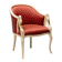 Trüggelmann - Swan neck armchair - Marble and gold base, poppy red damask