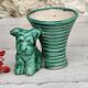 Green ceramic empty pocket dog statue