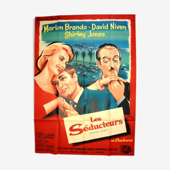 Affiche originale cinéma " Les Séducteurs " 1964 Marlon Brando,Niven, Jones...