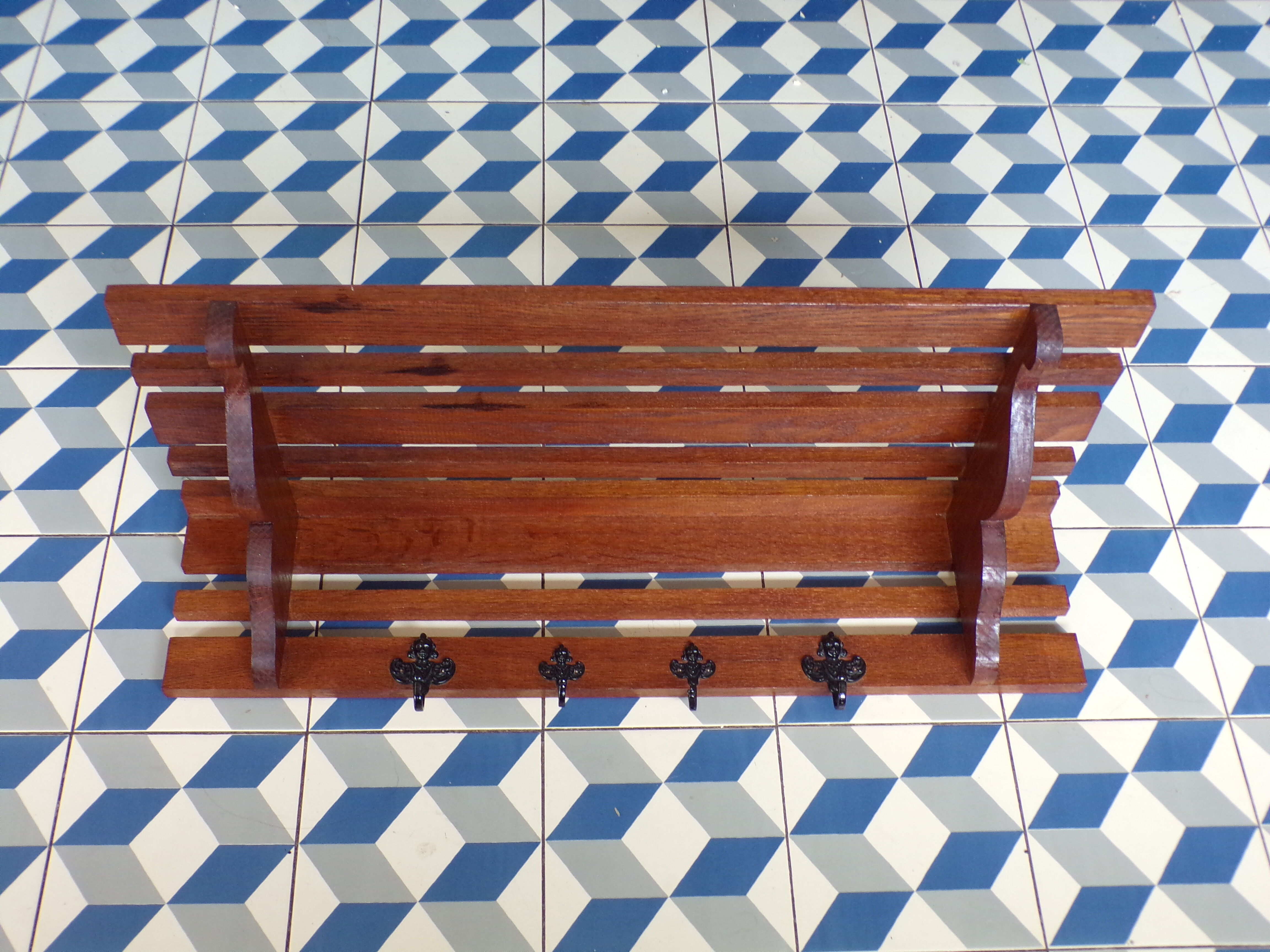 Coat rack with wooden slats 1950