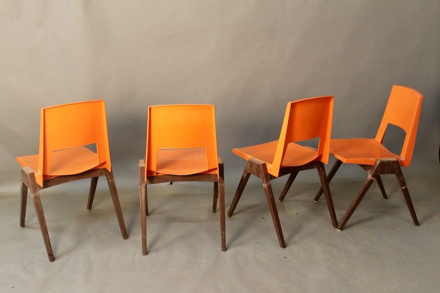 Suite of 4 vintage stamp chairs