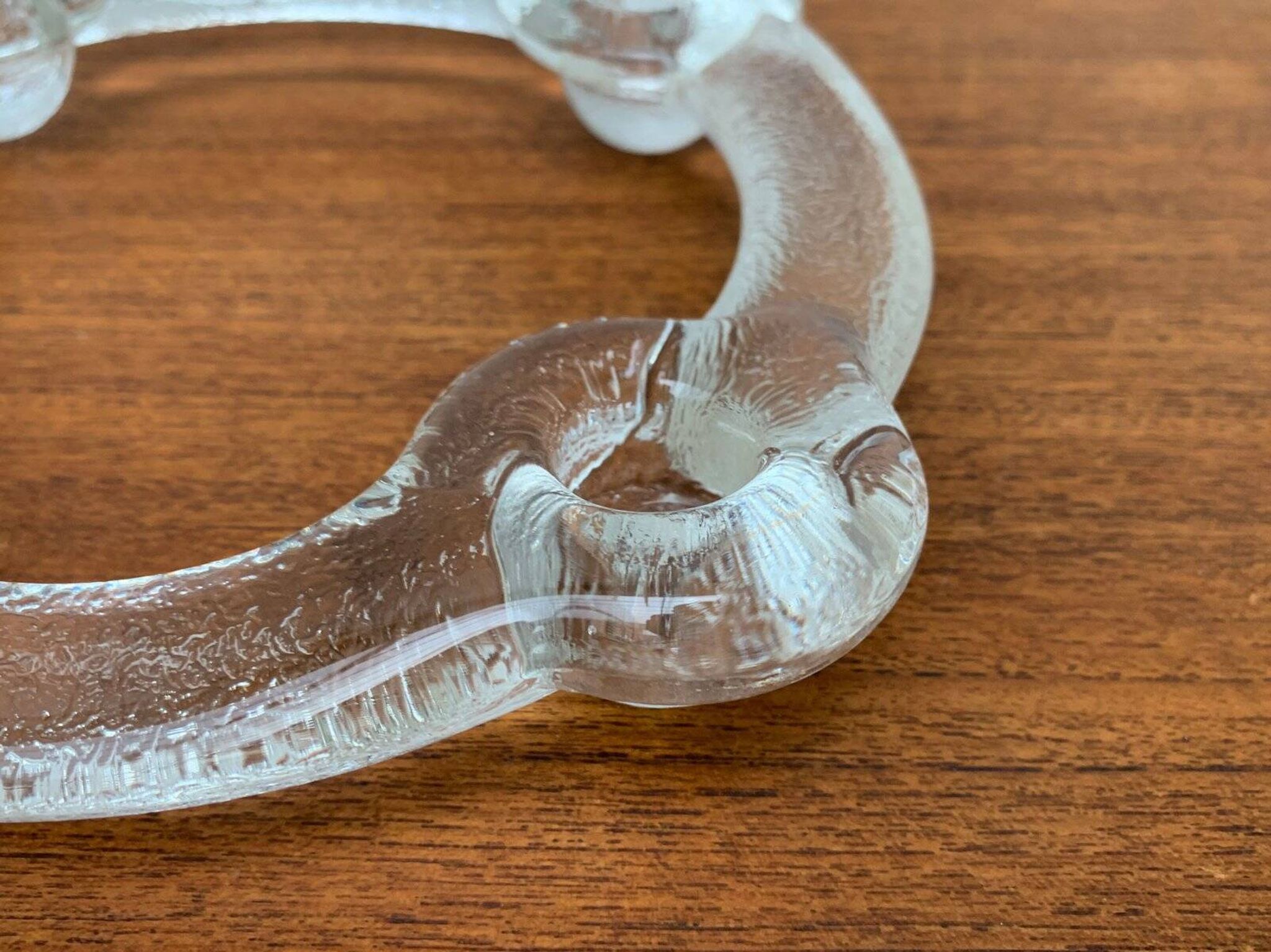 Swedish glass candle holder ring from Pukeberg, 1970s