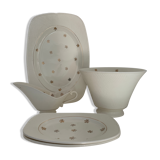 Salad bowl, serving dish, sauce boat and 2 Salins dishes