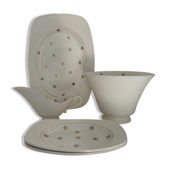 Salad, serving dish, saucer and 2 Salins ravie