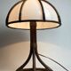 Bamboo rattan mushroom table lamp, Dutch 1970s