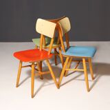 Mid century color dining chairs  1960´s, Czechoslovakia, set of 18