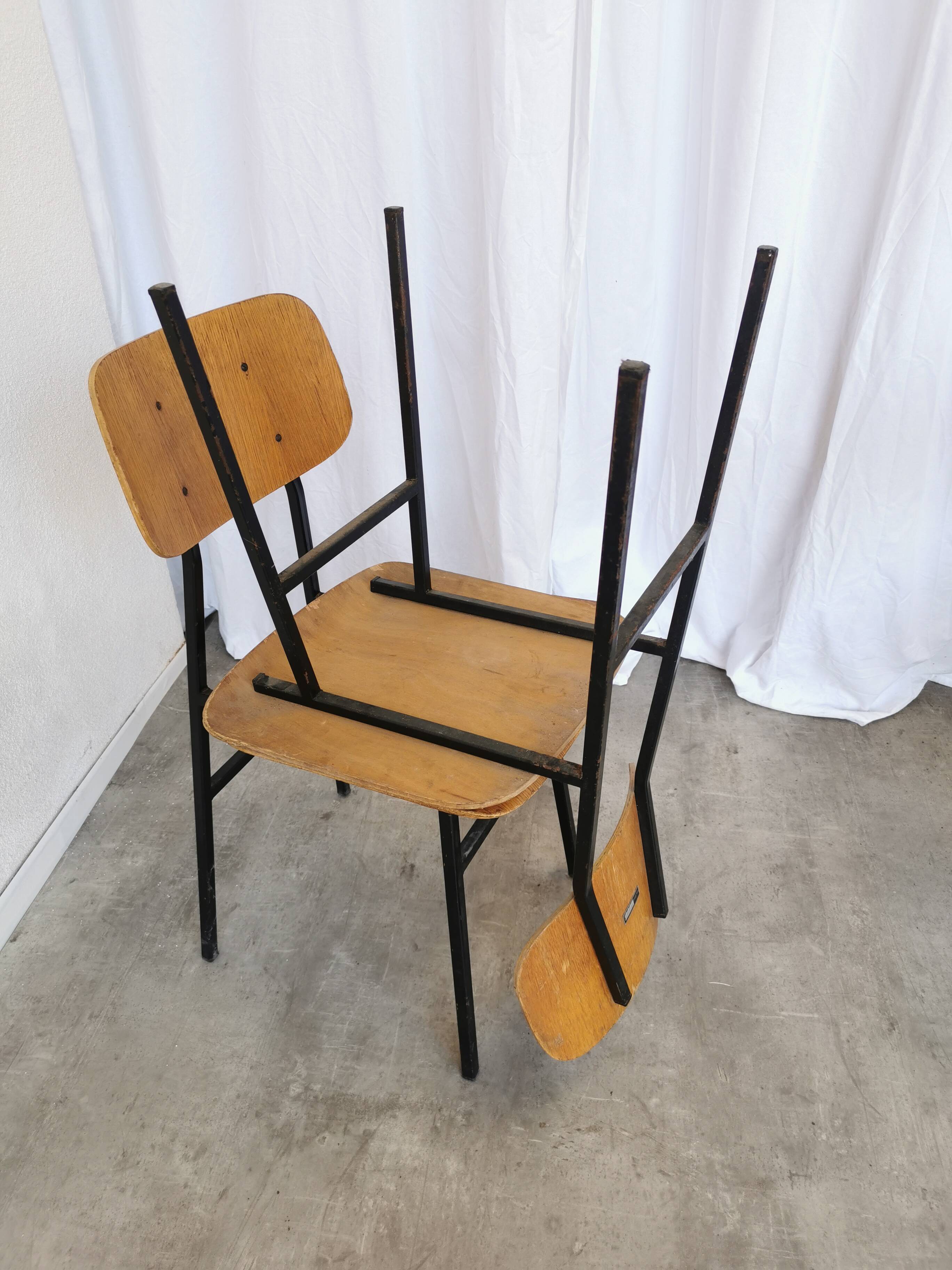 Set of 7 vintage school chairs by stol kamnik / 1970s yugoslavia / mid-cent