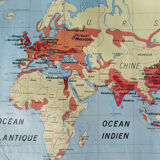 Map world map of the planisphere world MDI 1960