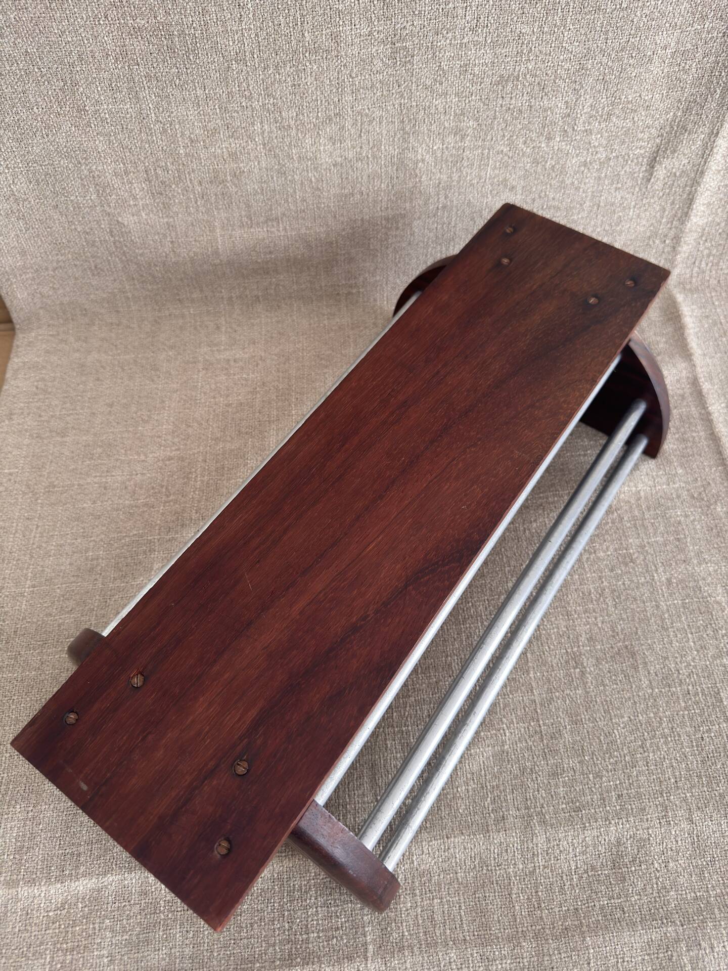 Art Deco fruit bowl in wood and aluminium
