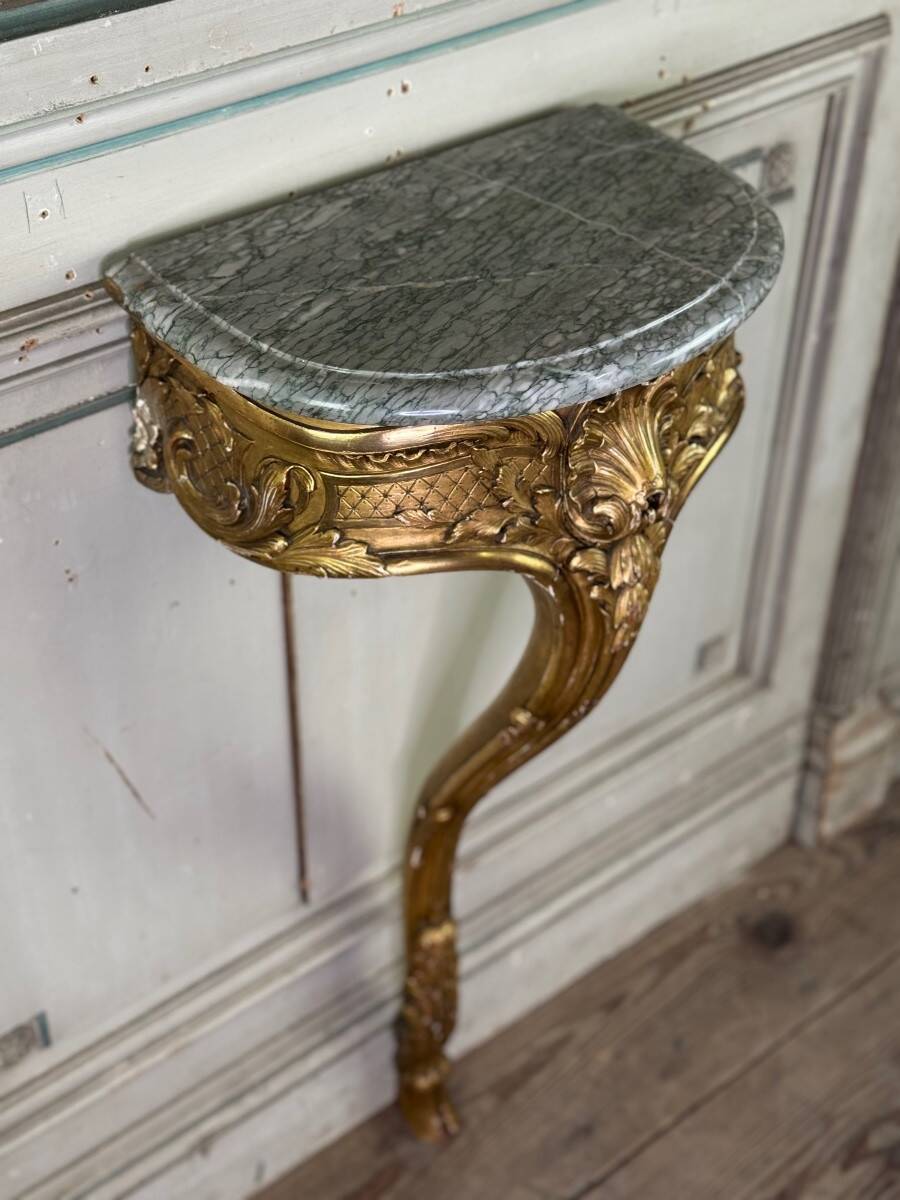 Console D’entre-deux, Bois Sculpté Et Doré De Style Louis XV, Vers 1900, Ma