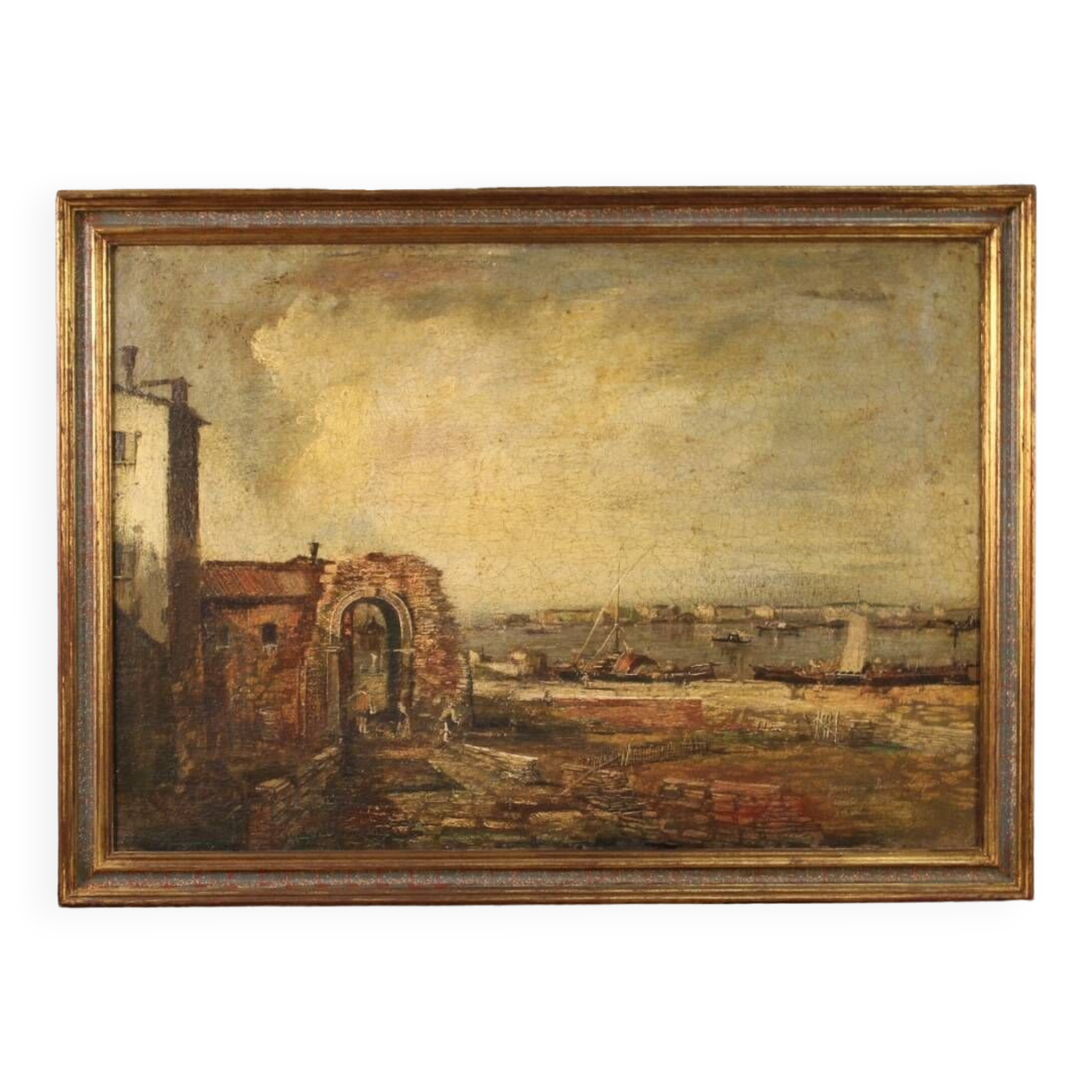 Italian seascape painting oil on canvas