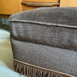 Large brown velvet pouf