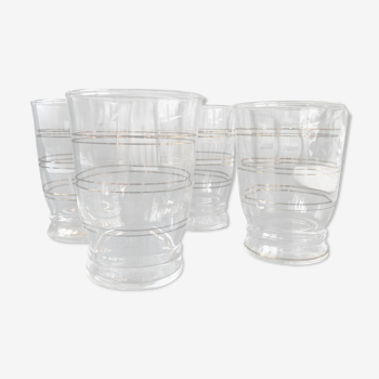 Quatre gobelets verre liserés dorés