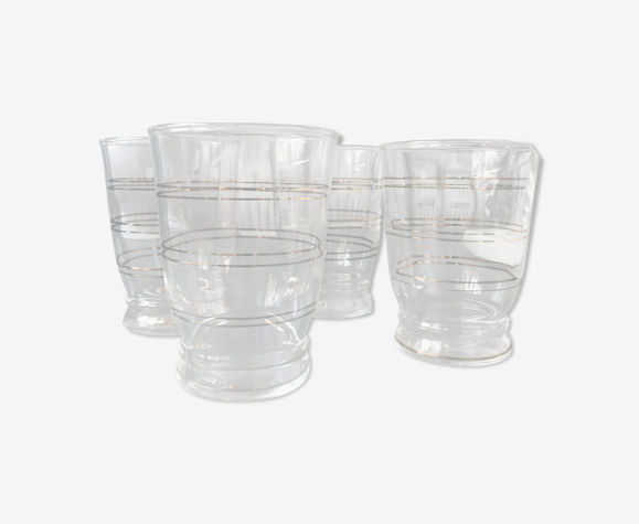 Quatre gobelets verre liserés dorés
