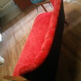 Scandinavian cocktail sofa red bi color, years 50 60 plush red black