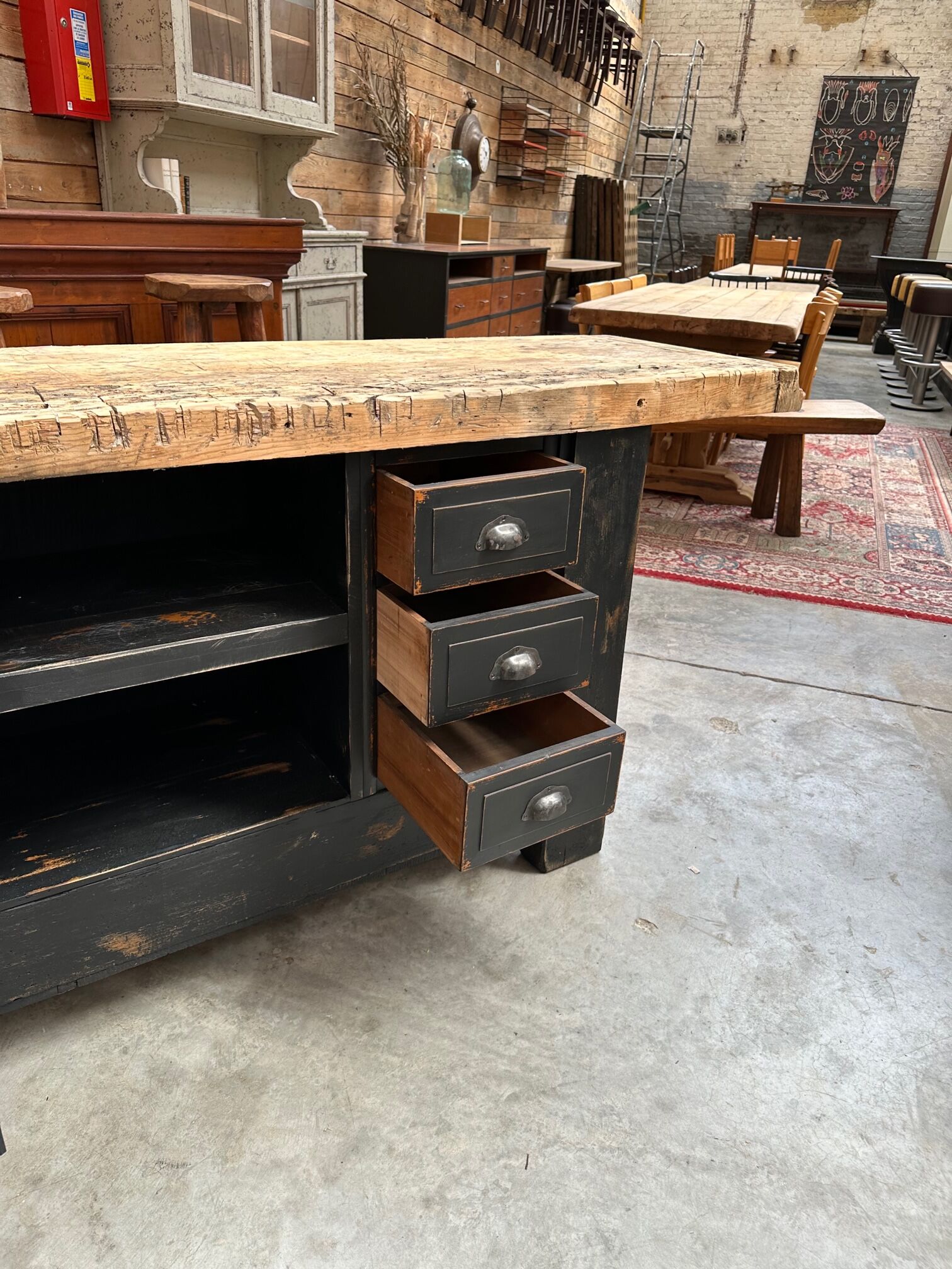 Patinated workbench