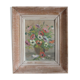 Tableau peinture bouquet fleurs signé L.Audrey