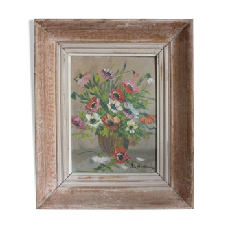 Painting painting bouquet flowers signed L.Audrey