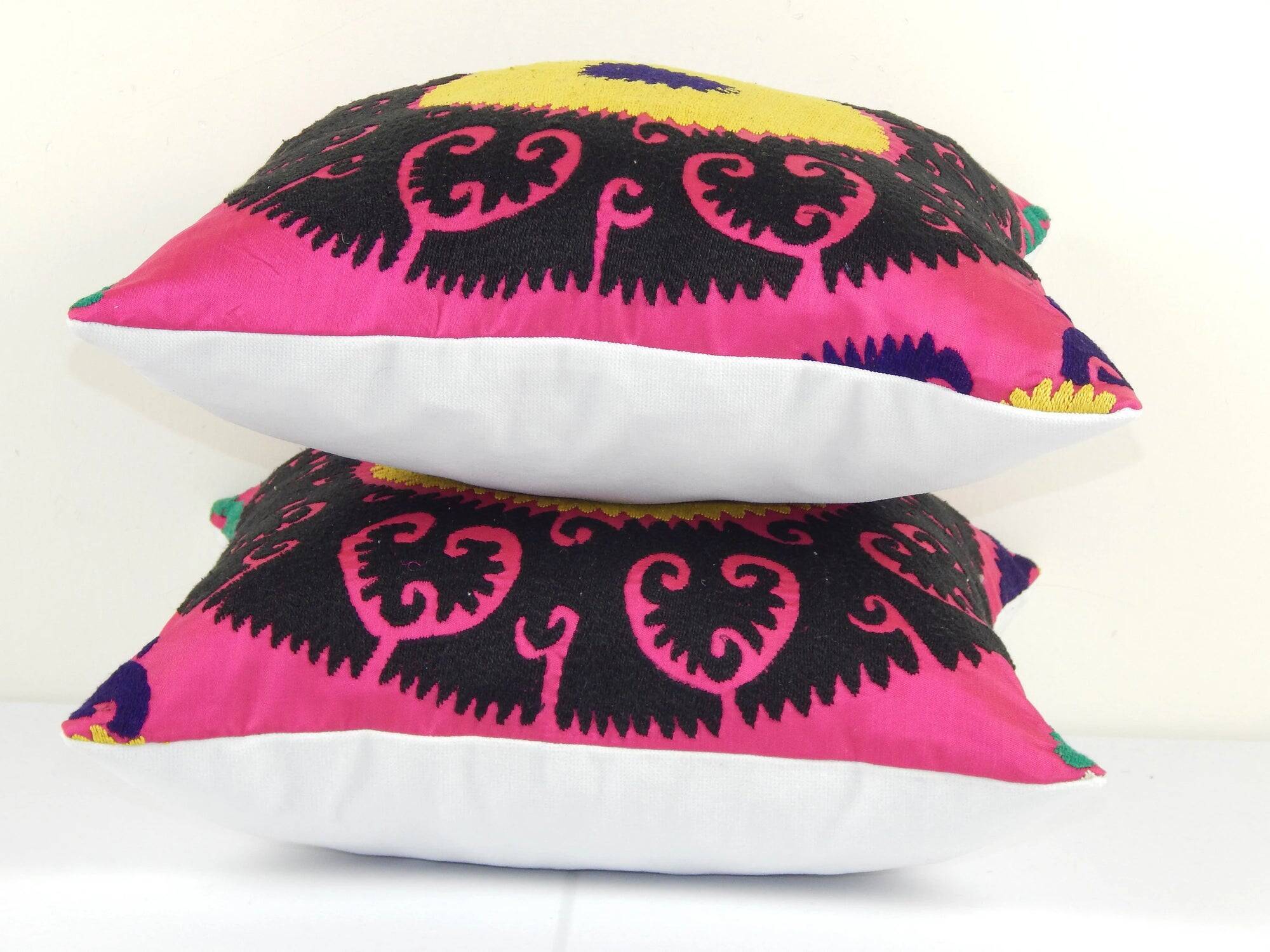 Set of 2 vintage embroidered cushion covers 41x41 cm